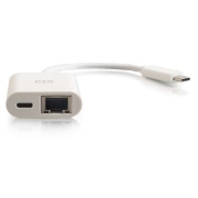 Picture of C2G USB C to Ethernet Adapter With Power Delivery - White - Network Adapter