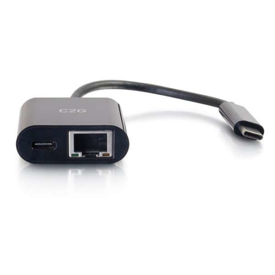 Picture of C2G USB C to Ethernet Adapter With Power Delivery - Black - Network Adapter