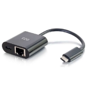 Picture of C2G USB C to Ethernet Adapter With Power Delivery - Black - Network Adapter
