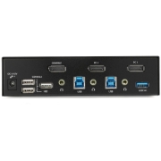 Picture of StarTech.com 2 Port DisplayPort KVM Switch - 4K 60Hz - Single Display - Dual Port UHD DP 1.2 USB KVM Switch with Integrated USB 3.0 Hub & Audio - Dell HP Apple Lenovo - TAA Compliant