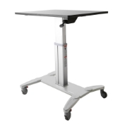 Picture of StarTech.com Mobile Standing Desk - Portable Sit Stand Ergonomic Height Adjustable Cart on Wheels - Rolling Computer/Laptop Workstation Table with Locking One-Touch Lift for Teacher/Student