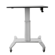 Picture of StarTech.com Mobile Standing Desk - Portable Sit Stand Ergonomic Height Adjustable Cart on Wheels - Rolling Computer/Laptop Workstation Table with Locking One-Touch Lift for Teacher/Student