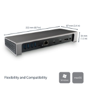 Picture of StarTech.com Thunderbolt 3 Dock - Dual Monitor 4K 60Hz TB3 Laptop Docking Station with DisplayPort - 85W Power Delivery Charging - 6-Port USB 3.0 Hub, SD 4.0, GbE, Audio - Windows & Mac