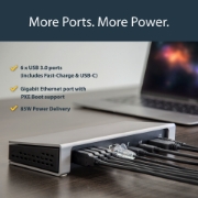 Picture of StarTech.com Thunderbolt 3 Dock - Dual Monitor 4K 60Hz TB3 Laptop Docking Station with DisplayPort - 85W Power Delivery Charging - 6-Port USB 3.0 Hub, SD 4.0, GbE, Audio - Windows & Mac