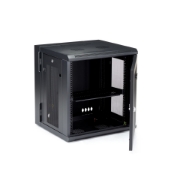 Picture of StarTech.com 4-Post 12U Wall Mount Network Cabinet with 1U Shelf, 19" Hinged Wall-Mounted Server Rack for Data / AV / Electronics / Computer Equipment, Flexible Vented Rack Enclosure