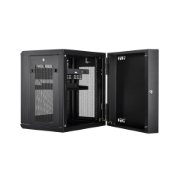 Picture of StarTech.com 4-Post 12U Wall Mount Network Cabinet with 1U Shelf, 19" Hinged Wall-Mounted Server Rack for Data / AV / Electronics / Computer Equipment, Flexible Vented Rack Enclosure