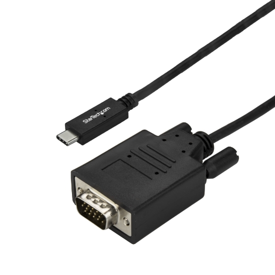 Picture of StarTech.com 10ft/3m USB C to VGA Cable - 1920x1200/1080p USB Type C to VGA Video Adapter Cable - Thunderbolt 3 Compatible - Laptop to VGA Monitor/Projector - DP Alt Mode HBR2 - Black