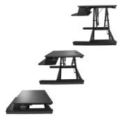 Picture of StarTech.com Sit Stand Desk Converter with Keyboard Tray - Large 35” x 21" Surface - Height Adjustable Ergonomic Desktop/Tabletop Standing Workstation - Holds 2 Monitors - Pre-Assembled