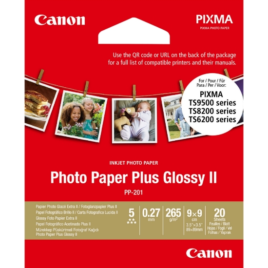 Picture of Canon PP-201 Glossy II Photo Paper Plus 3.5 x 3.5” – 20 Sheets