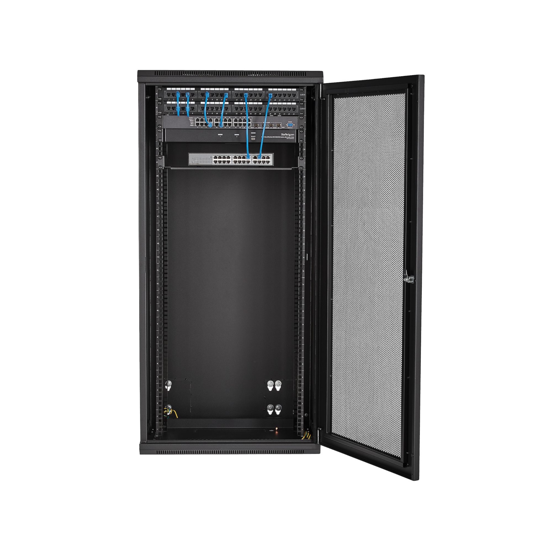 StarTech.com 4-Post 26U Wall Mount Network Cabinet with 1U Shelf, 19 ...