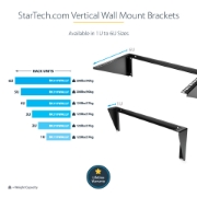 Picture of StarTech.com 3U 19” Wall Mount Vertical Rack Bracket, Wall Mount Patch Panel Bracket for Data/AV/IT/Computer Equipment, 3U Rack for Cabinet or Server Room, Supports 150lb (68kg) Capacity