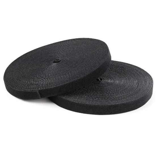 Picture of StarTech.com 100ft Hook and Loop Roll - Cut-to-Size Reusable Cable Ties - Bulk Industrial Wire Fastener Tape /Adjustable Fabric Wraps Black / Resuable Self Gripping Cable Management Straps