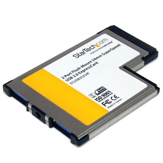 Picture of StarTech.com 2 Port Flush Mount ExpressCard 54mm SuperSpeed USB 3.0 Card Adapter with UASP Support