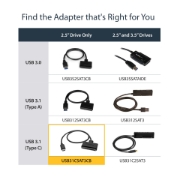 Picture of StarTech.com USB 3.1 (10Gbps) Adapter Cable for 2.5” SATA Drives - USB-C