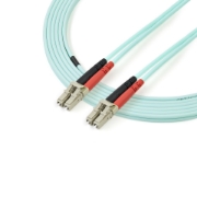 Picture of StarTech.com 5m (16.4ft) LC/UPC to LC/UPC OM3 Multimode Fiber Optic Cable, Full Duplex 50/125µm Zipcord Fiber Cable, 100G, Low Insertion Loss, LSZH Fiber Jumper Cord