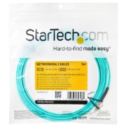 Picture of StarTech.com 5m (16.4ft) LC/UPC to LC/UPC OM3 Multimode Fiber Optic Cable, Full Duplex 50/125µm Zipcord Fiber Cable, 100G, Low Insertion Loss, LSZH Fiber Jumper Cord
