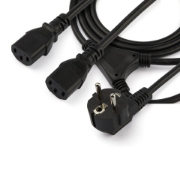 Picture of StarTech.com 2m (6ft) Computer Power Y Cord, 18AWG, EU Schuko to 2x C13, 10A 250V, Black Replacement AC Power Cord, Printer Power Cord, PC Power Supply Cable, Monitor Power Cable - UL Listed