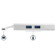 Picture of StarTech.com USB-C Multiport Adapter - USB-C Travel Docking Station w/ 4K HDMI - 60W Power Delivery Pass-Through, GbE, 2pt USB-A 3.0 Hub - Portable Mini USB Type-C Dock for Laptop - White