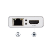 Picture of StarTech.com USB-C Multiport Adapter - USB-C Travel Docking Station w/ 4K HDMI - 60W Power Delivery Pass-Through, GbE, 2pt USB-A 3.0 Hub - Portable Mini USB Type-C Dock for Laptop - White