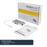 Picture of StarTech.com USB-C Multiport Adapter - USB-C Travel Docking Station w/ 4K HDMI - 60W Power Delivery Pass-Through, GbE, 2pt USB-A 3.0 Hub - Portable Mini USB Type-C Dock for Laptop - White
