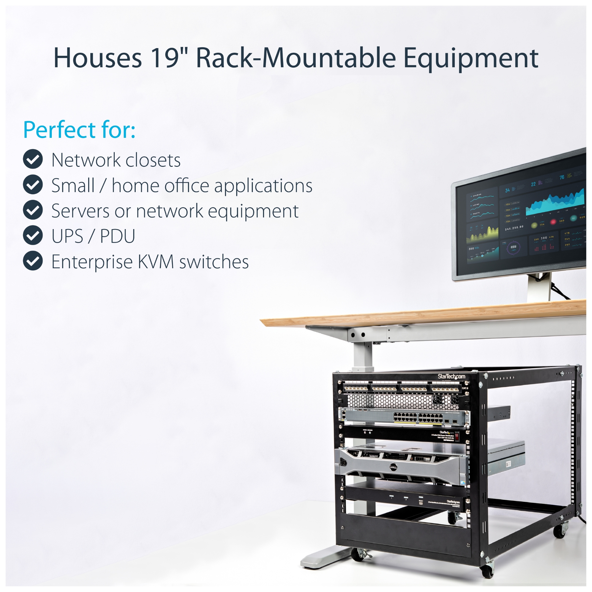 Aquious Rack Control StarTech.com 4-Post 12U Mobile Open Frame Server Rack, Four Post 19 ...