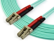 Picture of StarTech.com 7m (22ft) LC/UPC to LC/UPC OM3 Multimode Fiber Optic Cable, Full Duplex 50/125µm Zipcord Fiber Cable, 100G, Low Insertion Loss, LSZH Fiber Jumper Cord