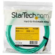 Picture of StarTech.com 7m (22ft) LC/UPC to LC/UPC OM3 Multimode Fiber Optic Cable, Full Duplex 50/125µm Zipcord Fiber Cable, 100G, Low Insertion Loss, LSZH Fiber Jumper Cord