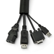 Picture of StarTech.com 15' (4.6m) Cable Management Sleeve - Flexible Coiled Cable Wrap - 1.0-1.5" dia. Expandable Sleeve - Polyester Cord Manager/Protector/Concealer - Black Trimmable Cable Organizer