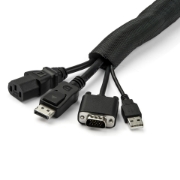 Picture of StarTech.com 15' (4.6m) Cable Management Sleeve - Flexible Coiled Cable Wrap - 1.0-1.5" dia. Expandable Sleeve - Polyester Cord Manager/Protector/Concealer - Black Trimmable Cable Organizer