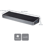 Picture of StarTech.com 4K USB-C Dock , Triple UHD 4K Monitor Docking Station, Mac & Windows, USB C to HDMI & DisplayPort, 60W Power Delivery, 5x USB 5Gbps Hub - TAA