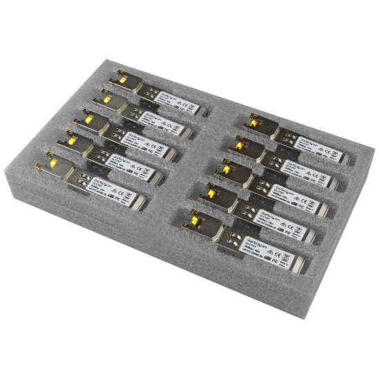 Picture of StarTech.com Cisco GLC-T Compatible SFP Transceiver Module - 1000BASE-T - 10 Pack~Cisco GLC-T Compatible SFP Module (10 Pack) - 1000BASE-T - SFP to RJ45 Cat6/Cat5e - 1GE Gigabit Ethernet SFP - RJ-45 100m - Cisco Firepower, ASR920, IE2000