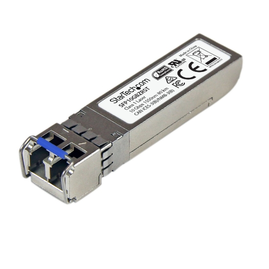 Picture of StarTech.com MSA Compliant SFP+ Transceiver Module - 10GBASE-ZR~MSA Uncoded SFP+ Module - 10GBASE-ZR - 10GbE Single Mode Fiber (SMF) Optic Transceiver - 10GE Gigabit Ethernet SFP+ - LC 80km - 1550nm - DDM
