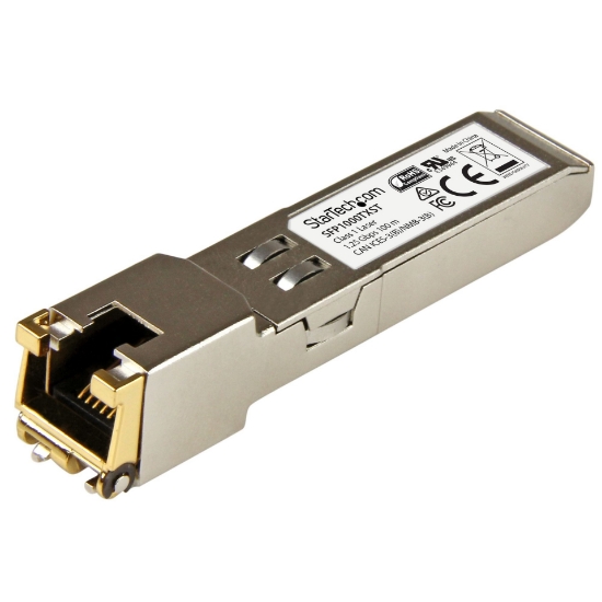 Picture of StarTech.com MSA Compliant SFP Transceiver Module - 1000BASE-TX~MSA Uncoded SFP Module - 1000BASE-TX - SFP to RJ45 Cat6/Cat5e - 1GE Gigabit Ethernet SFP - RJ-45 100m