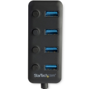 Picture of StarTech.com 4 Port USB 3.0 Hub - USB-A to 4x USB 3.0 Type-A with Individual On/Off Port Switches - SuperSpeed 5Gbps USB 3.1/3.2 Gen 1 - USB Bus Powered - Portable - 25cm Attached Cable~4 Port USB 3.0 Hub - USB-A to 4x USB 3.0 Type-A with Individual On/Off Port Switches - SuperSpeed USB 3.2 Gen 1 (5Gbps) - USB Bus Powered - Portable - 9.8" Attached Cable
