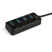 Picture of StarTech.com 4 Port USB C Hub - USB-C to 4x USB 3.0 Type-A Ports with Individual On/Off Port Switches - SuperSpeed 5Gbps USB 3.1/3.2 Gen 1 - USB Bus Powered - Portable - 25cm Attached Cable~4 Port USB C Hub - USB-C to 4x USB 3.0 Type-A Ports with Individual On/Off Port Switches - SuperSpeed USB 3.2 Gen 1 (5Gbps) - USB Bus Powered - Portable - 10" Attached Cable