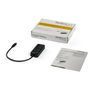 Picture of StarTech.com 4 Port USB C Hub - USB-C to 4x USB 3.0 Type-A Ports with Individual On/Off Port Switches - SuperSpeed 5Gbps USB 3.1/3.2 Gen 1 - USB Bus Powered - Portable - 25cm Attached Cable~4 Port USB C Hub - USB-C to 4x USB 3.0 Type-A Ports with Individual On/Off Port Switches - SuperSpeed USB 3.2 Gen 1 (5Gbps) - USB Bus Powered - Portable - 10" Attached Cable