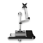 Picture of StarTech.com Wall Mount Workstation - Articulating Standing Desk w/ Ergonomic Height Adjustable Monitor Arm & Padded Keyboard Tray - 34" VESA Display - Foldable Wall Mounted Sit Stand
