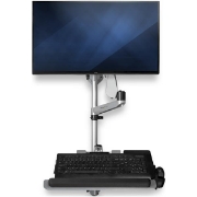 Picture of StarTech.com Wall Mount Workstation - Articulating Standing Desk w/ Ergonomic Height Adjustable Monitor Arm & Padded Keyboard Tray - 34" VESA Display - Foldable Wall Mounted Sit Stand