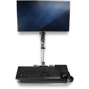 Picture of StarTech.com Wall Mount Workstation - Articulating Standing Desk w/ Ergonomic Height Adjustable Monitor Arm & Padded Keyboard Tray - 34" VESA Display - Foldable Wall Mounted Sit Stand