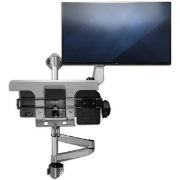 Picture of StarTech.com Wall Mount Workstation - Articulating Standing Desk w/ Ergonomic Height Adjustable Monitor Arm & Padded Keyboard Tray - 34" VESA Display - Foldable Wall Mounted Sit Stand
