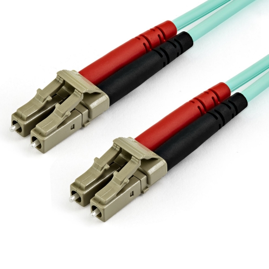 Picture of StarTech.com 10m (30ft) LC/UPC to LC/UPC OM4 Multimode Fiber Optic Cable, 50/125µm LOMMF/VCSEL Zipcord Fiber, 100G, Low Insertion Loss - LSZH Fiber Jumper Cord