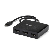 Picture of StarTech.com 3-Port USB-C Multi-Monitor Adapter, USB Type-C to 3x DisplayPort 1.2 MST Hub, Triple 1080p 30Hz DP Laptop Display Extender / Splitter, Extra-Long Built-In Cable - Windows Only