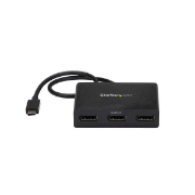 Picture of StarTech.com 3-Port USB-C Multi-Monitor Adapter, USB Type-C to 3x DisplayPort 1.2 MST Hub, Triple 1080p 30Hz DP Laptop Display Extender / Splitter, Extra-Long Built-In Cable - Windows Only