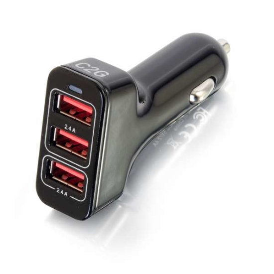 Picture of C2G Smart 3-Port USB Car Charger, 4.8A Output