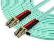 Picture of StarTech.com 15m (50ft) LC/UPC to LC/UPC OM4 Multimode Fiber Optic Cable, 50/125µm LOMMF/VCSEL Zipcord Fiber, 100G, Low Insertion Loss - LSZH Fiber Jumper Cord