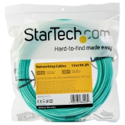 Picture of StarTech.com 15m (50ft) LC/UPC to LC/UPC OM4 Multimode Fiber Optic Cable, 50/125µm LOMMF/VCSEL Zipcord Fiber, 100G, Low Insertion Loss - LSZH Fiber Jumper Cord