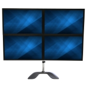 Picture of StarTech.com Desktop Quad Monitor Stand - Ergonomic VESA 4 Monitor Arm (2x2) up to 32" - Free Standing Articulating Universal Pole Mount - Height Adjustable/Tilt/Swivel/Rotate - Silver