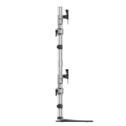 Picture of StarTech.com Desktop Quad Monitor Stand - Ergonomic VESA 4 Monitor Arm (2x2) up to 32" - Free Standing Articulating Universal Pole Mount - Height Adjustable/Tilt/Swivel/Rotate - Silver