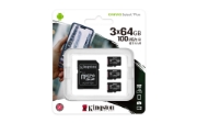 Picture of Kingston Technology 64GB micSDXC Canvas Select Plus 100R A1 C10 Three Pack + Single ADP