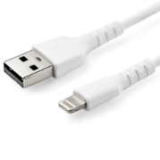 Picture of StarTech.com 6 foot (2m) Durable White USB-A to Lightning Cable - Heavy Duty Rugged Aramid Fiber USB Type A to Lightning Charger/Sync Power Cord - Apple MFi Certified iPad/iPhone 12